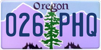 OR license plate 026PHQ