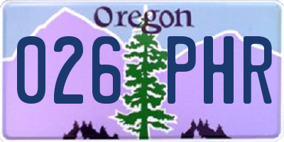 OR license plate 026PHR