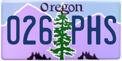 OR license plate 026PHS