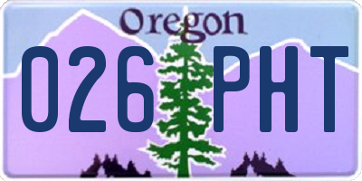 OR license plate 026PHT