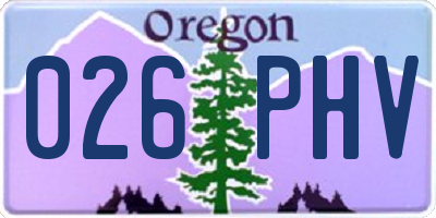 OR license plate 026PHV