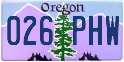 OR license plate 026PHW
