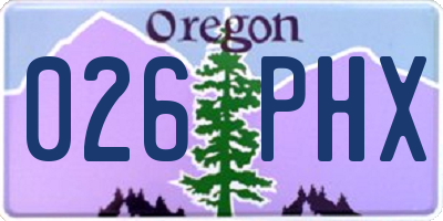 OR license plate 026PHX