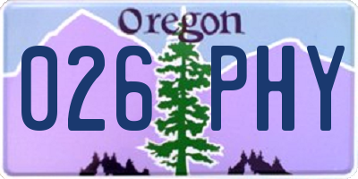 OR license plate 026PHY