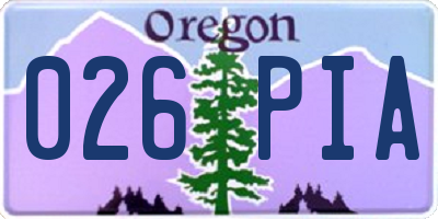 OR license plate 026PIA