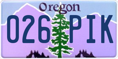 OR license plate 026PIK