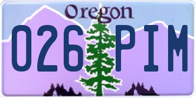 OR license plate 026PIM