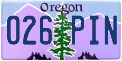 OR license plate 026PIN