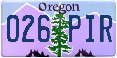 OR license plate 026PIR