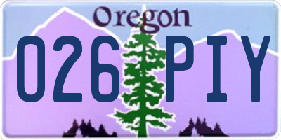 OR license plate 026PIY