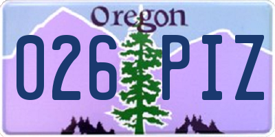 OR license plate 026PIZ