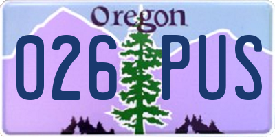 OR license plate 026PUS