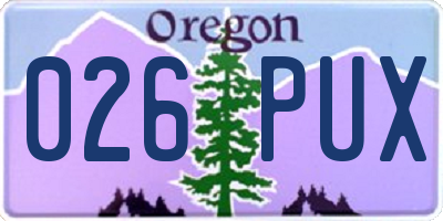 OR license plate 026PUX