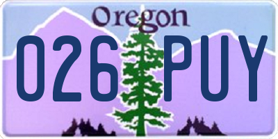 OR license plate 026PUY