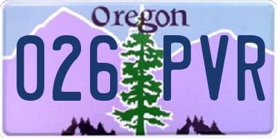 OR license plate 026PVR