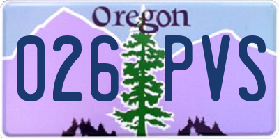 OR license plate 026PVS