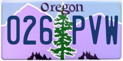 OR license plate 026PVW