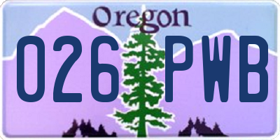 OR license plate 026PWB