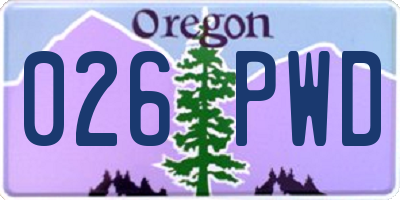 OR license plate 026PWD