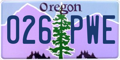 OR license plate 026PWE