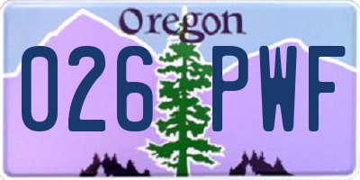 OR license plate 026PWF