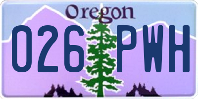 OR license plate 026PWH