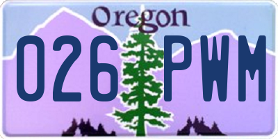 OR license plate 026PWM