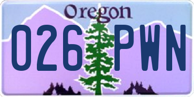 OR license plate 026PWN
