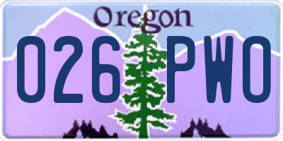 OR license plate 026PWO