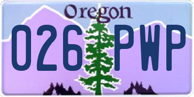 OR license plate 026PWP