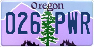 OR license plate 026PWR