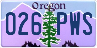 OR license plate 026PWS