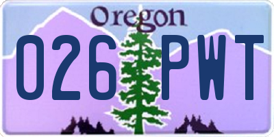 OR license plate 026PWT