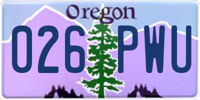 OR license plate 026PWU