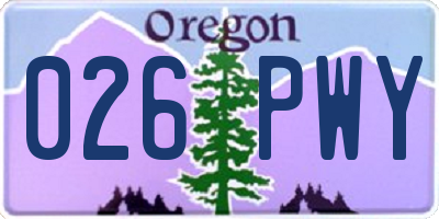 OR license plate 026PWY