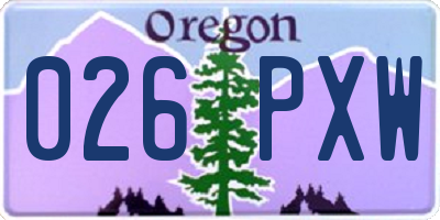 OR license plate 026PXW