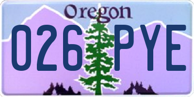 OR license plate 026PYE