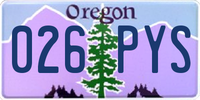 OR license plate 026PYS