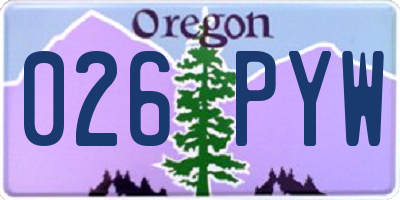 OR license plate 026PYW