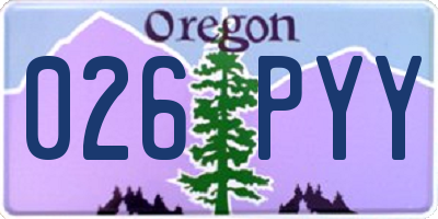 OR license plate 026PYY