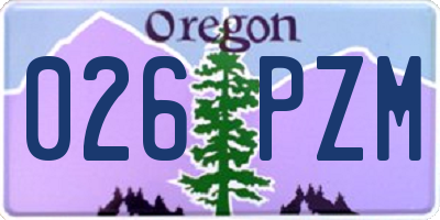 OR license plate 026PZM