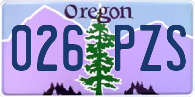 OR license plate 026PZS