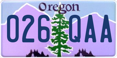 OR license plate 026QAA