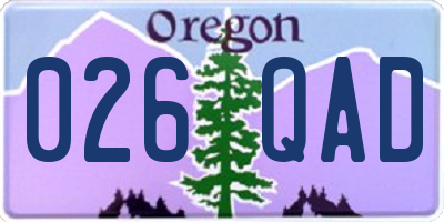 OR license plate 026QAD
