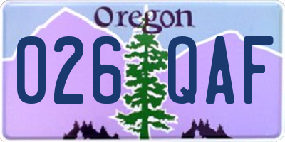 OR license plate 026QAF