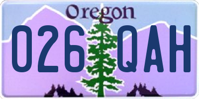 OR license plate 026QAH