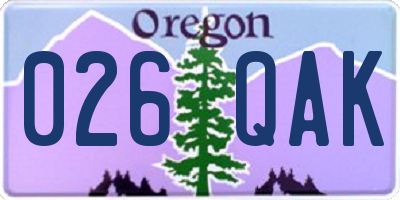 OR license plate 026QAK
