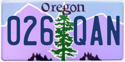 OR license plate 026QAN