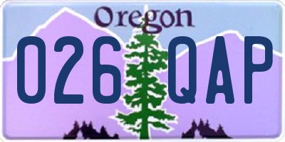OR license plate 026QAP