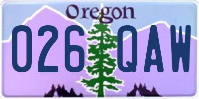 OR license plate 026QAW